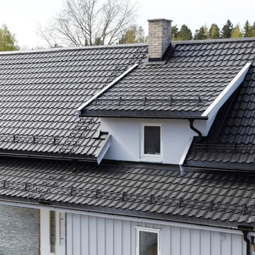 Металлочерепица Grand Line Classic 0,5 Сатин RAL 7016 антрацитово-серый
